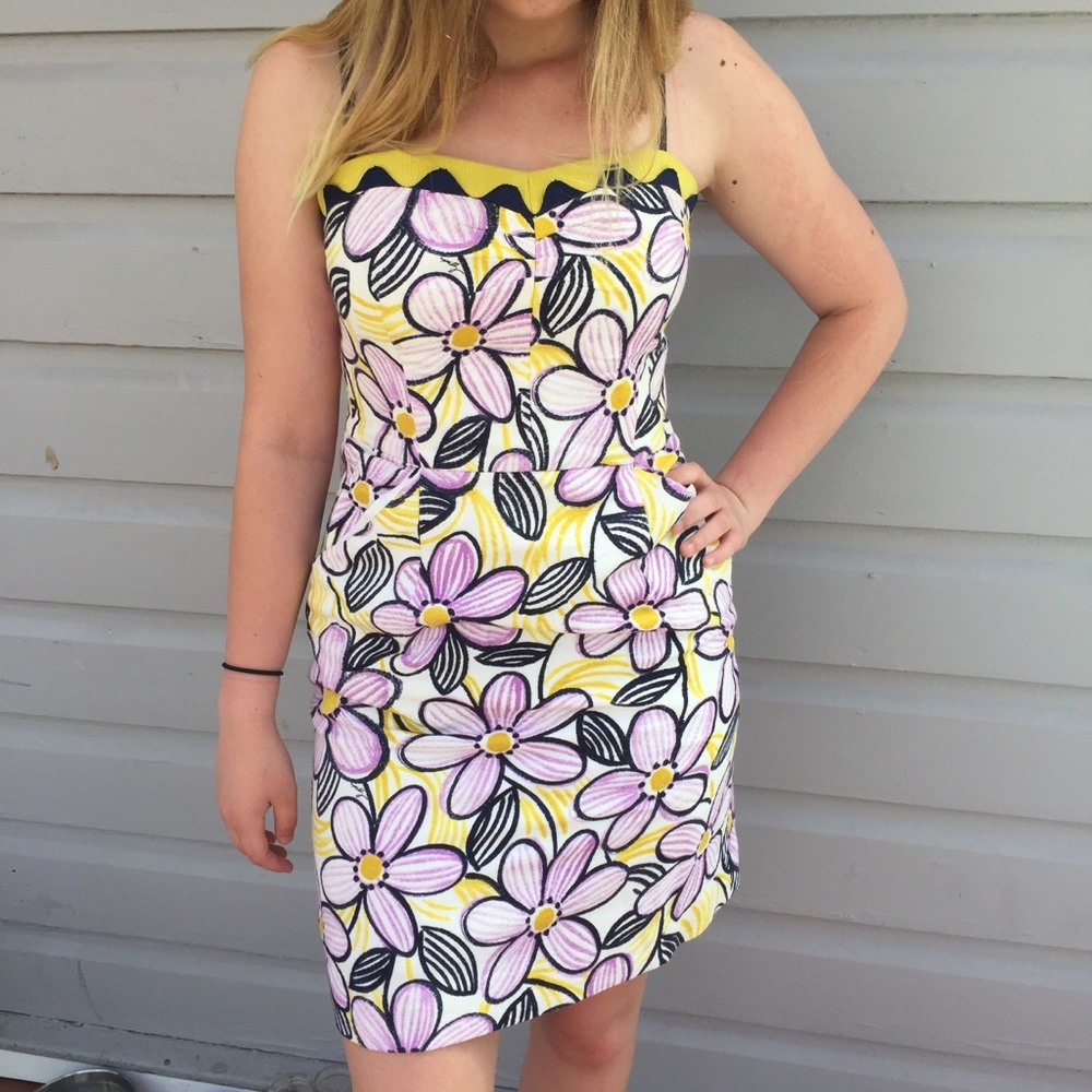 Milly NY Floral Retro Strapless Mini Dress Mod